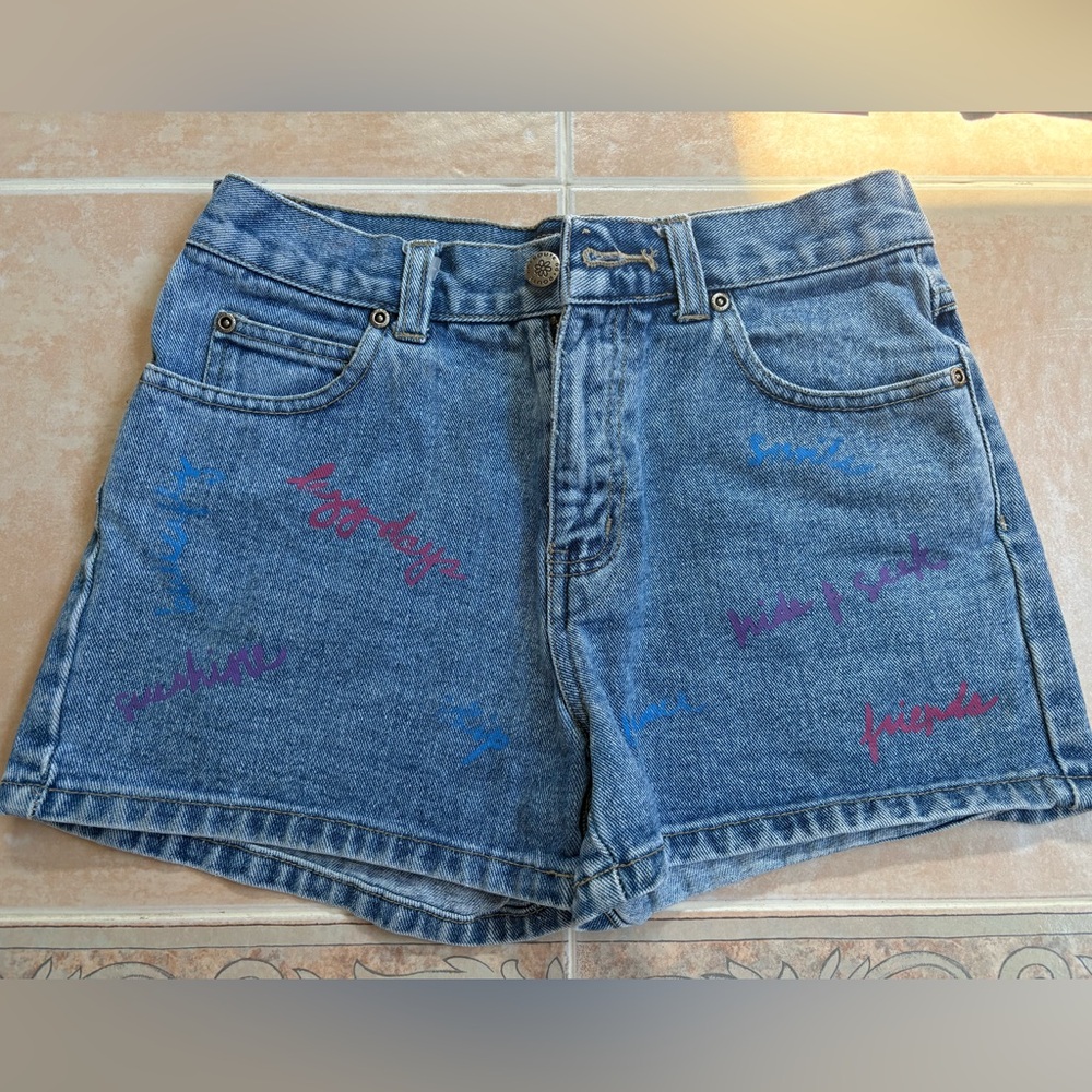 Route 66 Embroidered Blue Jean Shorts Tween Size 14